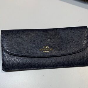 Coach Midnight Black Pebbled Leather Clutch